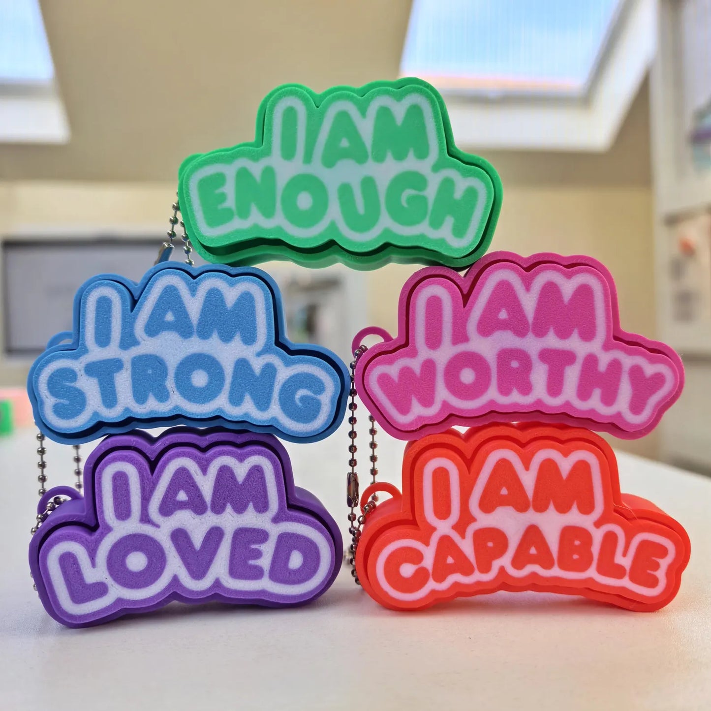 Huglet Affirmation Clicker Keyrings - Huglets