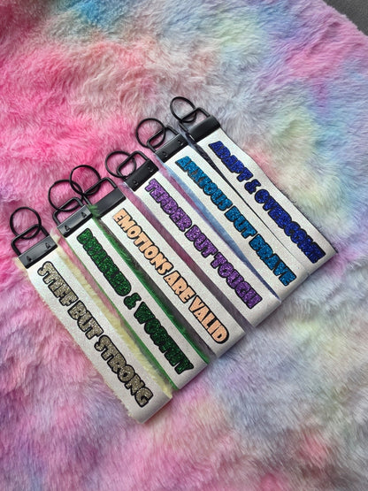 Huglet Affirmation Keyring  Positivity Wristlet