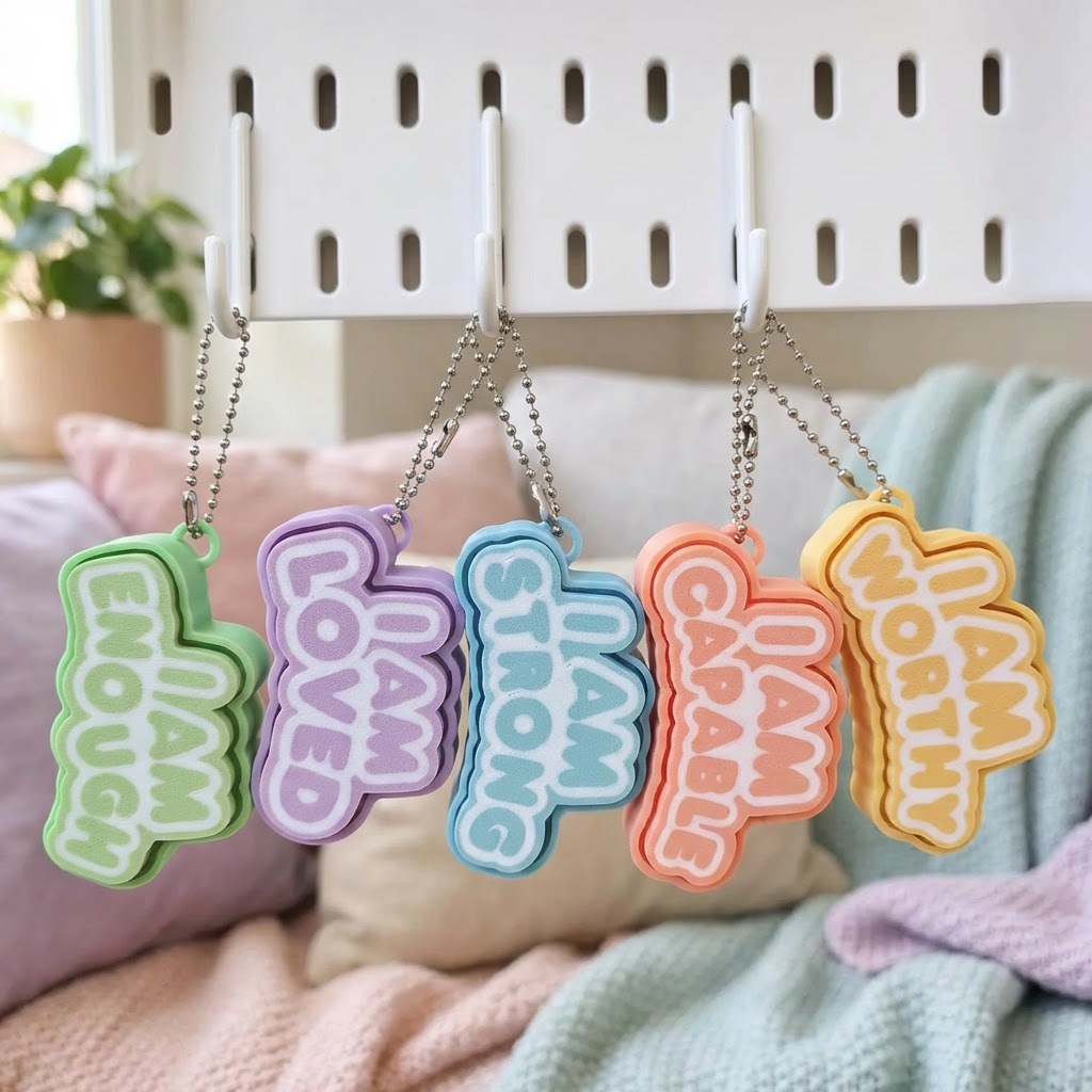 Huglet Affirmation Clicker Keyrings - Huglets
