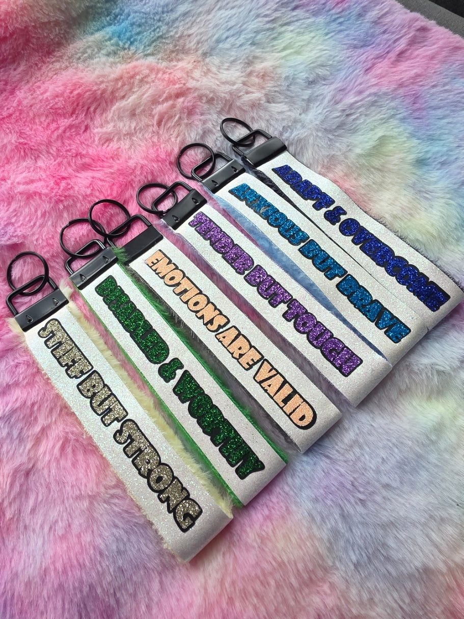 Huglet Affirmation Keyring  Positivity Wristlet